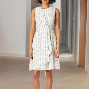 Calvin Klein Women's Sleeveless Dress with Side Pleated Ruffle Size 12